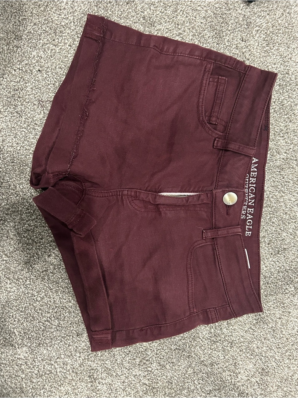 American Eagle Outfitters Women's Maroon High-Rise Denim Shorts
